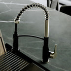 Karran Scottsdale Single-Handle Pull-Down Sprayer Commercial Style Kitchen Faucet in Matte Black/Spot-Free Champagne Bronze