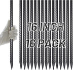 AAGUT 16 Inch Rebar Stakes Heavy Duty 16 Pack 3/8" Diameter Landscape Timber Spikes, Straight Stakes with Chisel Point End, Ground Anchors for Camping Tent, Garden Plant Support, Concrete, Black