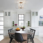 Brushed Nickel Ceiling Light, 20 Inch Chandelier for Dining Room Geometric Metal Modern Chandelier Light Fixture for Kitchen Island Living Room Entryway, 6-Light