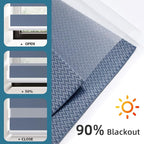 SmartWings Motorized Zebra Shades Work with HomeKit, Alexa, Google Home, 90% Blackout Light Filtering Day Night Sheer Blinds, Privacy Light Control, for Home/Office, Customized, Blue