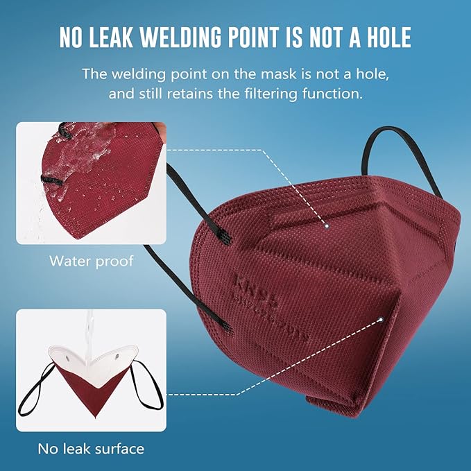 WWDOLL KN95 Face Mask 50 Pack, 5-Layers Breathable KN95 Masks, Red