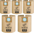 5 Pack DXVA19-4112, Vacuum Bags for DEWALT 12 to 16 Gallon Wet/Dry Vacuum, Disposable Shop Vac Bags compatible with DXVA19-4112, DXVA19-4102, Dust Collection Bag Replacement