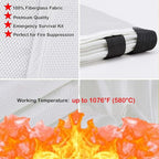 TONYKO 3.9 x 3.9ft Fiberglass Fire Blanket for Emergency Surival, Flame Retardant Protection and Heat Insulation (White-2PACK)