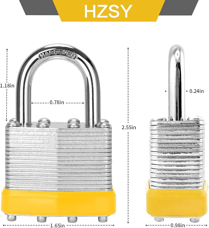 Padlocks Keyed Alike, Pack of 48, Laminated Steel Keyed Lock (1-9/16", 40mm), Padlocks with Same Key, Normal Shackle, for Toolbox, Locker & StorageUnit or More