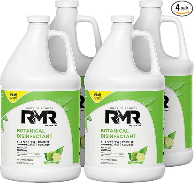 RMR Brands Botanical Disinfectant and Cleaner, Kills 99% of Household Bacteria and Viruses, EPA Registered, Gallon, 4 Pack