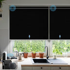 SmartWings Motorized Smart Blinds with Remote, Custom Automatic 100% Blackout Roller Shade Compatible with Alexa/Homekit/Google, Electric Smart Blinds for Indoor Windows, Vinyl Black