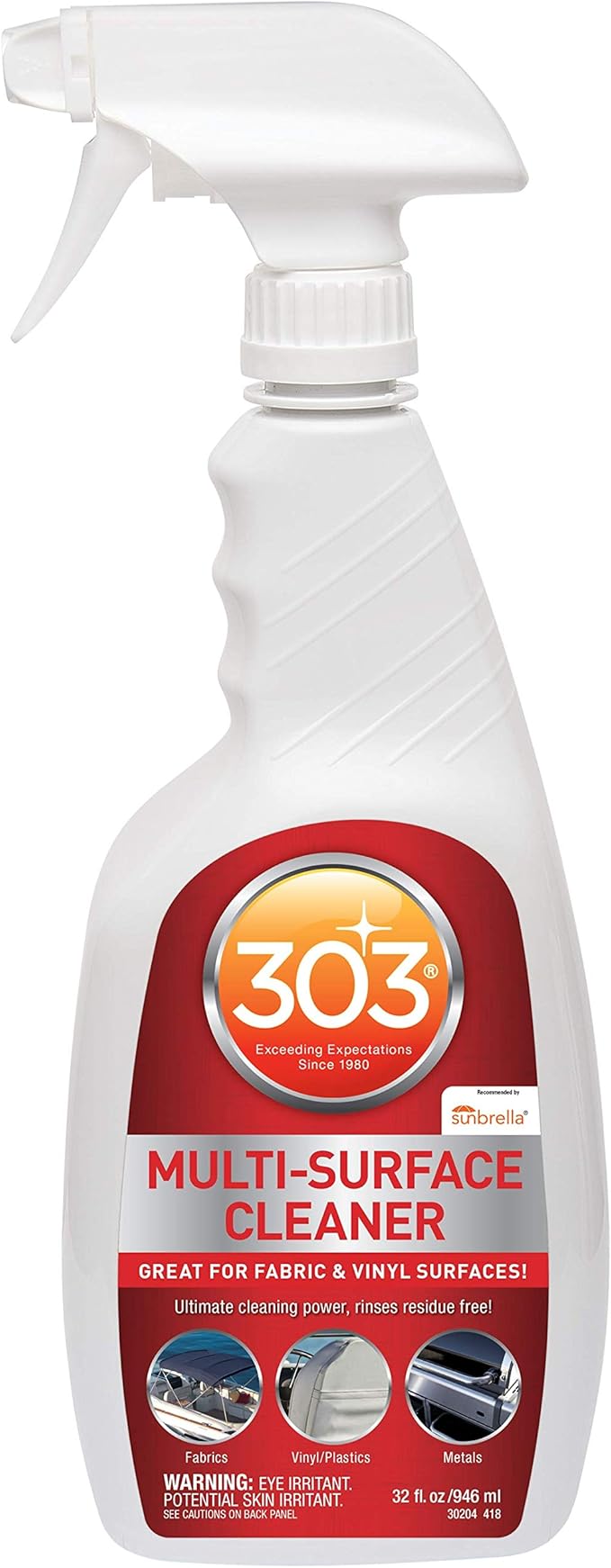 303 Multi-Surface Cleaner - Safely Cleans All Water Safe Surfaces - Ultimate Cleaning Power - Rinses Residue Free - Recommended By Sunbrella, 32 fl. oz. (30204)