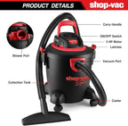 Shop-Vac 2035089 Wet/Dry Vacuum Cleaner, 5 Gallon, 3.0 Peak HP, 1.25 Inch Diameter x 7 Foot Hose, 7 Foot Cord, Ideal for Jobsite, Garage & Workshop