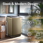 Portable Clothes Washing Machines 17.8LBS Full Automatic Washer and Spinner Combo with 10 Programs and 8 Water Levels, Compact Laundry Wash Machine for Apartment RV Dorm Home, Gold