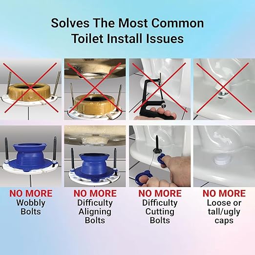 One N Done Toilet Flange Repair Kit – Complete Toilet Wax Ring Replacement Kit – Durable Waxless Toilet Ring – Includes Toilet Flange Bolts, Toilet Bowl Caps, and Toilet Flange Extension Kit (3 Pack)