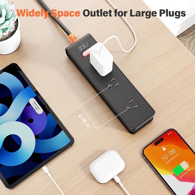 Outdoor Power Strip Weatherproof, IPX6 Waterproof Surge Protector with 3 Wide Outlets, 1875W/15A Overload Protection Switch, 6FT Extension Cord, Wall Mountable for Indoor Outdoor, UL FCC Listed