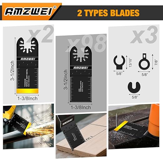 100Pcs Oscillating Tool Blades, Professional Universal Oscillating Saw Blades Wood Metal Cutting, Multitool Blades Compatible with Dewalt, Milwaukee, Dremel, Ryobi, Bosch