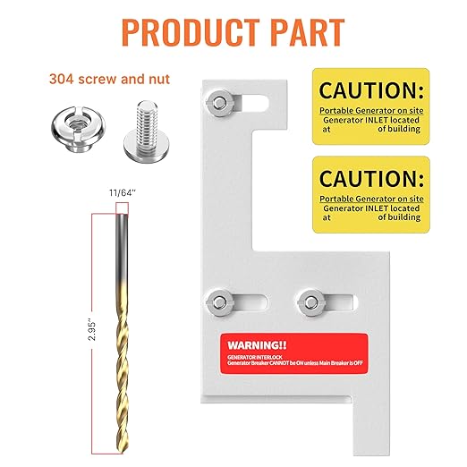 Generator Interlock Kit Compatible with GE General Electeric Vertical 150 or 200 Amp Panels 2-1/4 Inch Spacing Between Main and Branch Breaker