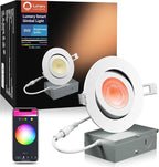 Lumary 4 Inch Smart Gimbal Recessed Lighting, 9W 810Lm ETL-Listed Eyeball Soffit Light, 40° Tilt Directional Color Changing LED Ceiling Downlight, Work with Alexa/Google Assistant, CRI 90+, 1Pack