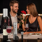 Secura Rechargeable Electric Wine Opener Set, 4-in-1 Wine Set with Electric Corkscrew Wine Opener, Electric Wine Aerator & Dispenser, Foil Cutter, Vacuum Wine Stopper for Wine Lovers, Silver