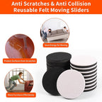 Ezprotekt 3.5" Felt Furniture Movers Sliders for Hardwood & Vinyl Floors, 16 Pcs Round Reusable Felt Furniture Moving Pads for Heavy Duty Sofa Bed Couch Cabinet, Move Items and Quickly (Beige)