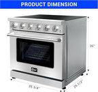 CT Copper Tailor 36 Inch Electric Range with Convection Oven,Freestanding Oven, 6.0 cu. ft. Capacity,in Stainless Steel