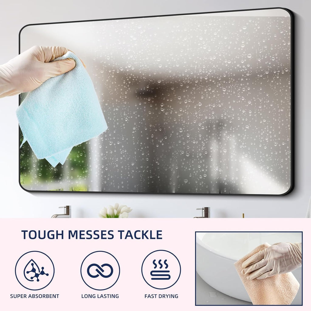 & PLUSH Microfiber Cleaning Cloth Roll - 50 Pack, Tear Away Microfiber Towels, 12" x 12", Reusable, Washable, Streak Free, Ultra Absorbent Dish Rags for Car, Home, Garage or Shop (Blue)