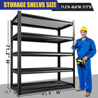 Garage Shelving-3000 lbs 5 Tier Storage Shelves,Adjustable Heavy Duty Metal Shelving Unit and Storage Large Wire Rack,Utility Steel Shelf for Warehouse Industrial Pantry Basement 71"x46"x18"