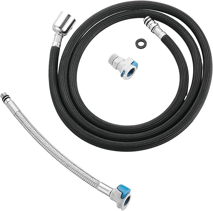 Pull Down Kitchen Faucet Hose Replacement M15*1MM (Upgrade G1/2, 360 Rotatable) With Quick Connect, 59-Inch for Pluggable Nylon Hose,Compatiblity for WOWOW,OWOFAN,FORIOUS,APPASO,WEWE facuet parts