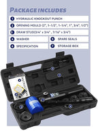 AMZCNC Hydraulic Knockout Hole Punch Driver Kit 1/2 to 2 inch Electrical Conduit Hole Cutter Set KO Tool Kit Metal Sheet Puncher (8TON(1/2"~2"))