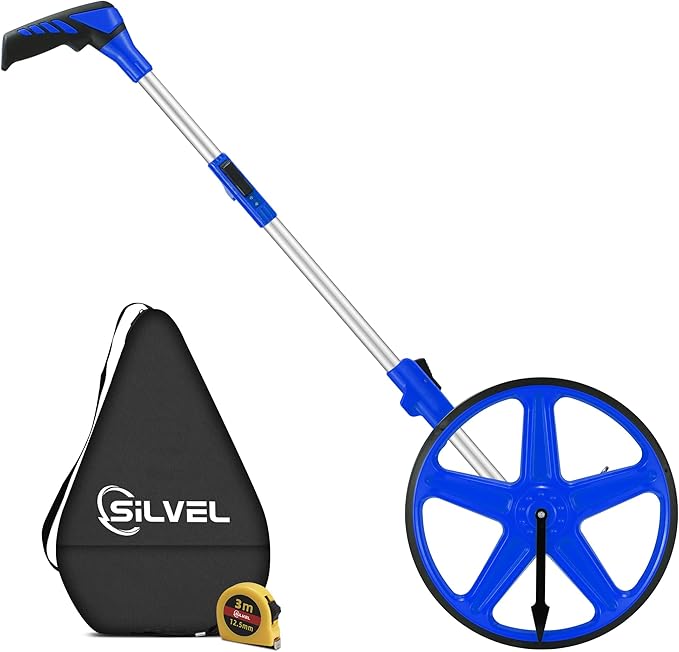 SILVEL 12 Inch Measuring Wheel, MAX9999FT Measuring Wheel in Feet and Inches, One key to Zero Rolling Tape Measuring Wheels, Blue