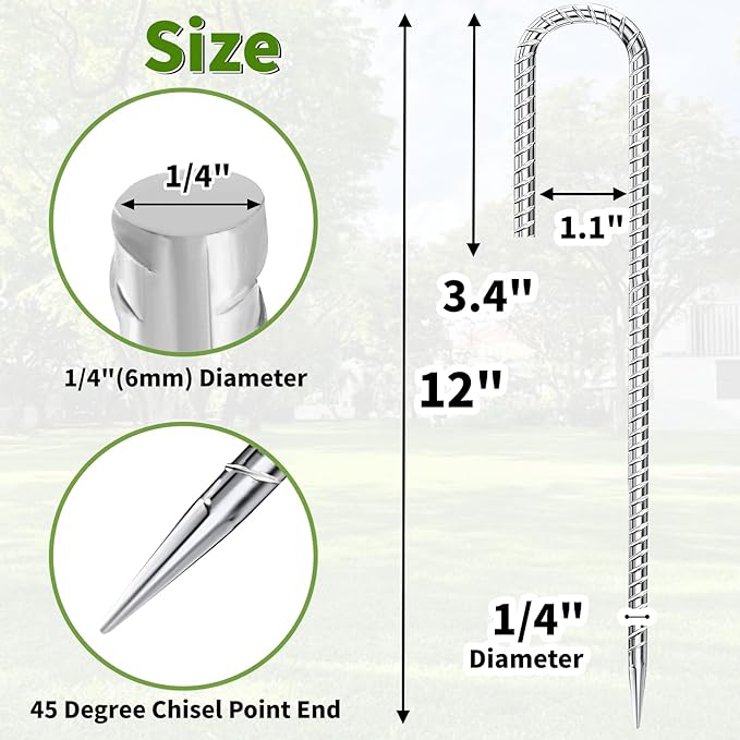 12 inch Fence Stakes Heavy Duty 50-Pack J Hook Rebar Ground Stakes Anchor Galvanized Tent Stakes for Outdoor Decorations Inflatables Metal Stakes for Wire Fencing