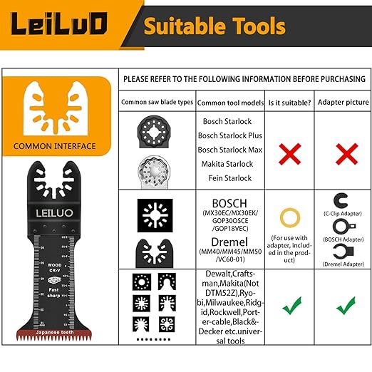 LEILUO 70mm Japanese Teeth Oscillating Saw Blade 15Pcs Extra-Long Multitool Blades Set CRV Material Fast & Clean Wood Cutting Oscillating Tool Accessories Compatible with DeWalt, Makita and More