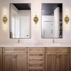 Gold Wall Sconce for Bathroom Hardwired, 20.5" Brass Wall Sconces, Linear Sconces Wall Lighting Double-Lights, Bathroom Lighting Fixtures over Mirror, Tube Bath Vanity Light for Living Room, Bedroom