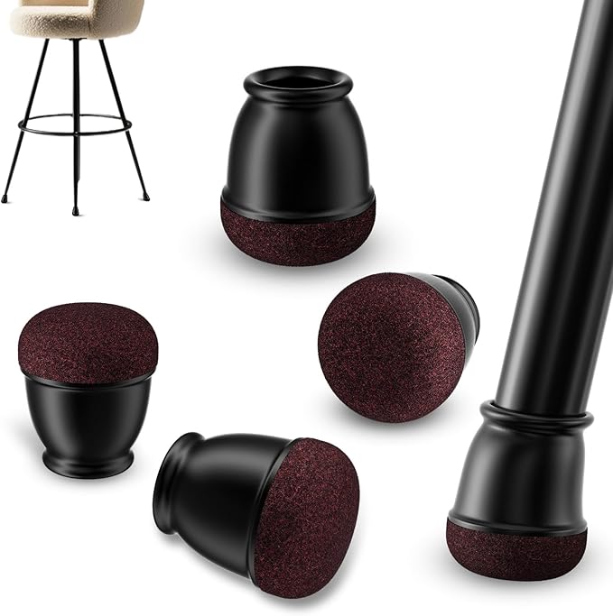 Ezprotekt 24 Pcs Extra Small Round Chair Leg Floor Protectors for Wooden & Ceramic Tiles Floors, Felt Silicone Furniture Pads Caps for Dining Table, Bar Chair Legs, Black (XS Fit: 2/5" - 11/20")