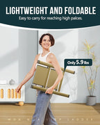 WOA WOA Step Ladder, 2 Step Foldable Step Stool with Widen Pedals, Portable Aluminum Stepladder, Compact Ladder for Space Saving, Home Ladders for Kitchen(300lbs, Gold)