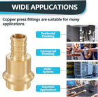 (Pack of 20) Seelink 1/2"Press x 1/2"Pex Crimp Coupling Brass Adapter, Press Fittings For Copper and Pex Pipe Connection(PEX1807344-20Pack)