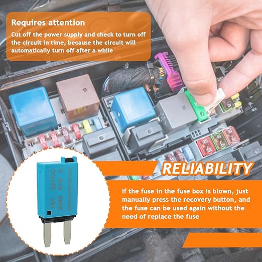 Manual Reset Fuse E73 E79 car ATM Low Profile Mini Blade Style Circuit Breaker T3 5A 6A 7.5A 10A 15A 20A 25A 30A Boat Marine RV Car Truc DC 12V 28 Volts（8 pcs Mixed）