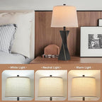 Bedside Lamps Set of 2 Unique Modern Vintage Table Lamp Rustic Farmhouse Desk Lamps for Living Room End Tables Bulb Not Included, Linen Shade, 26.5 in,Black Gold