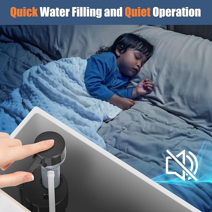 Universal Toilet Flusher Replacement Kit, Water-Saving & Height Adjustable Fill Valve, 2-Inch Flapper, Quiet & Anti-Siphon Toilet Repair Kit Inside Tank, Easy to Install (Black, 1-Pack)