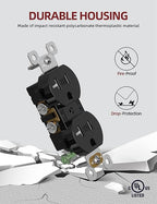 AIDA 20 Amps Outlets Duplex Electrical Receptacle Outlets,Tamper Resistant,Heavy-Duty Receptacle Wall Outlet,Residential,TR,3-Wire, Self-Grounding Clip, NEMA 5-20R,UL Listed (20 Pack, Black