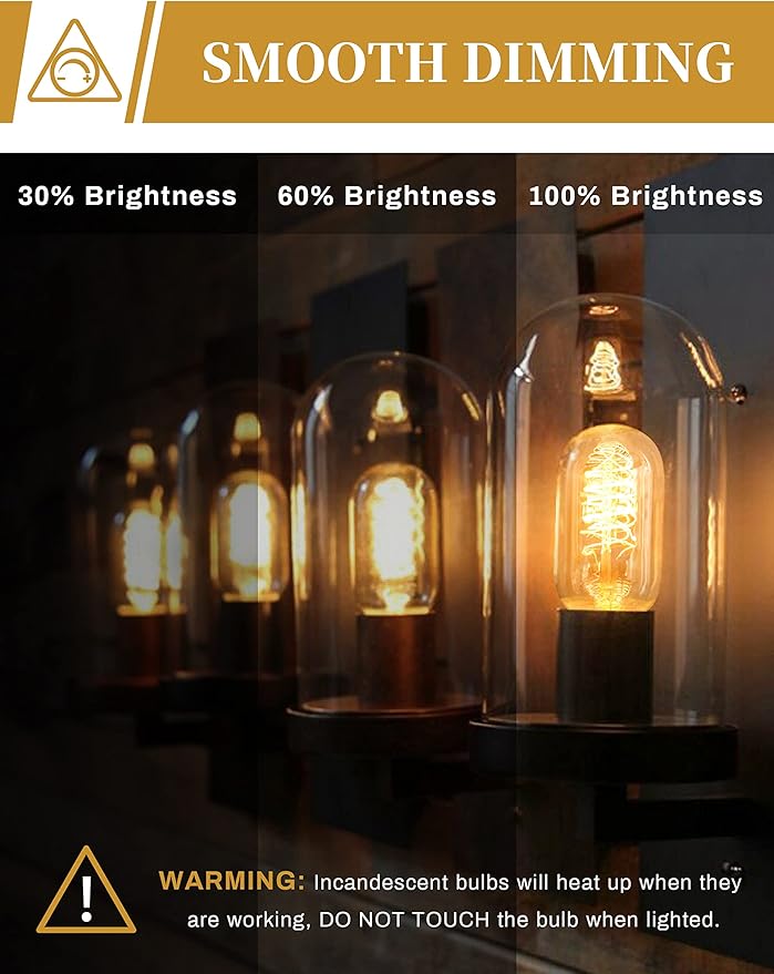 DORESshop Vintage Edison Light Bulbs, 40 Watt, Incandescent, Amber Glass, Warm White, 6 Pack