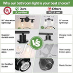 2-Light Bathroom Light Fixtures, Black Modern Vanity Lights with Clear Glass Shade, Bathroom Wall Lamp for Mirror Kitchen Living Room Hallway Cabinet Porch