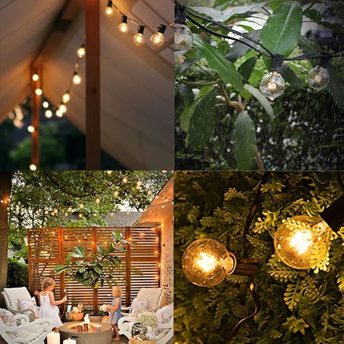 Abeja G40 Replacement Light Bulbs,Clear Globe Bulb fits E12 C7 Candelabra Screw Base Sockets, 1.5 Inch 5 watt Clear Glass Incandescent Bulbs for Indoor Outdoor Patio Decor, Warm White-50 Pack