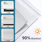 SmartWings Motorized Zebra Shades Work with HomeKit, Alexa, Google Home, 90% Blackout Light Filtering Day Night Sheer Blinds, Privacy Light Control, for Home/Office, Customized, Grevish White