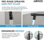 Kitchen Faucet Black AIMADI Black and Brushed Nickel Kitchen Faucet with Pull Down Sprayer,Single Handle Faucet for Kitchen Sink with LED Light