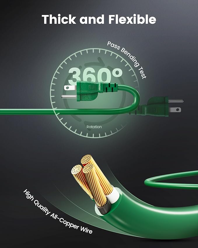 SURAIELEC Outdoor Extension Cord with Multiple Outlets, (5+5+5+5) 20FT Total,10FT End to End, 1-3 Multi Plug Splitter, 16/3C SJTW, for Landscape, Christmas Lights, Halloween Decorations, Green