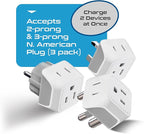 Ceptics African Travel Adapter Set 2 in 1 USA to Africa, S. Africa, Nigeria, Ghana, Uganda (Type M, E/F, Type G) - 3 Pack (Does Not Convert Voltage)