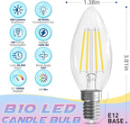 Candelabra Light Bulbs, 6W Equivalent to 60 watt E12 LED Bulb 5000K Daylight Non-Dimmable, LED Chandelier Light Bulb, B10 Candle Bulbs, 90+CRI, 600LM, Cear Glass, 24 Pack