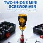 TJ Tool Short Screwdriver, 2-in-1 Stubby Screwdriver with 1/4-Inch Phillips, Slotted, Extended T-Handle