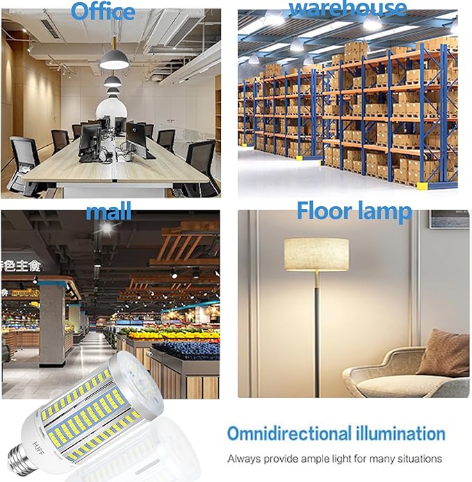 HJFF Led Light Bulb 500W Equivalent 7500 Lumen 5000K Waterproof E26/E27 Medium Base 60W led Bulb for Outdoor Indoor Lamp Area Garage Warehouse Workshop Street Backyard