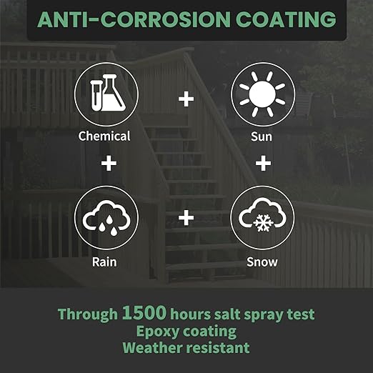 Wood Screws 2-1/2 Inch, FIXLINK Deck Screws #10 x 2-1/2", 105 PCS, Epoxy Coated, T25 Star Bit Above 1500 Hour Salt Spray Coating Outdoor Decking Screws Excellent Rust Resistant for Wood Fence, Green