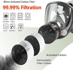 Full Face Gas Mask, Gas Masks Survival Nuclear and Chemical with 40mm Activated Carbon Filter, Reusable Respirator Mask for Gases, Vapors, Dust, Chemicals