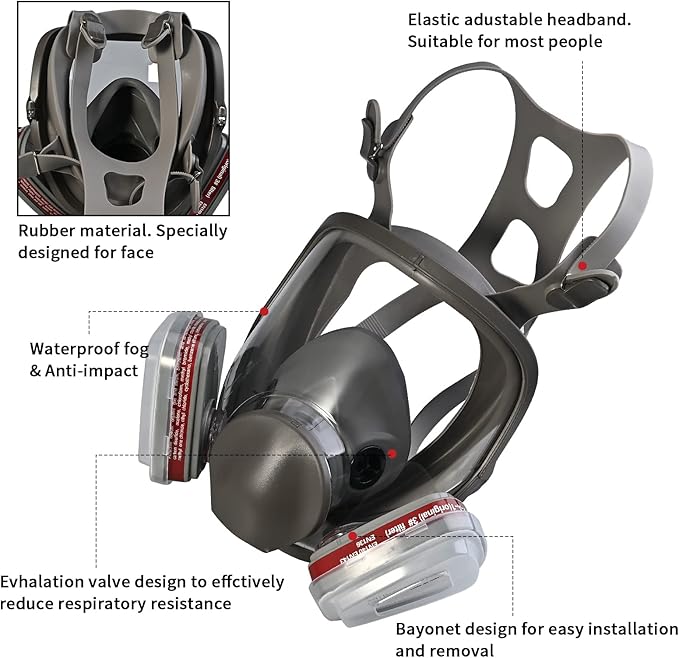Half & Full Face Respirator Mask with Filters, Gas Masks for Construction Work, Paint, Dust, Spray, Welding, Sanding