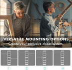 Walk in Closet Organizer System - Built-in Garment Rack with 6 Shelves and 3 Extendable Hanging Rods, Wall Mounted Clothes Organizers Storage Systems for Bedroom